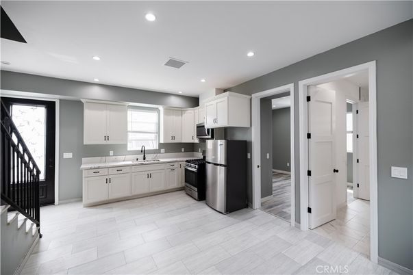 Interior, Kitchen, Recessed Lighting, Wood Texture Flooring