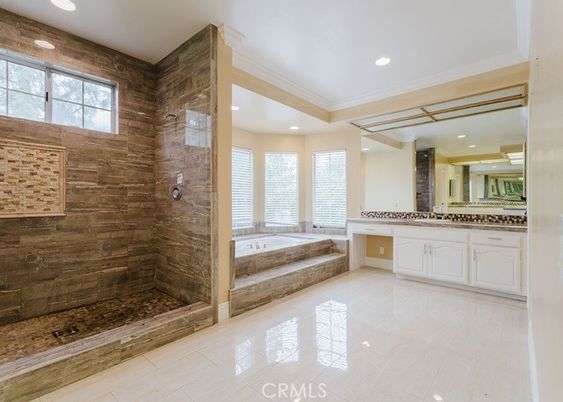 Bathroom, Glass Shower, Interior, Recessed Lighting, Wooden Walls