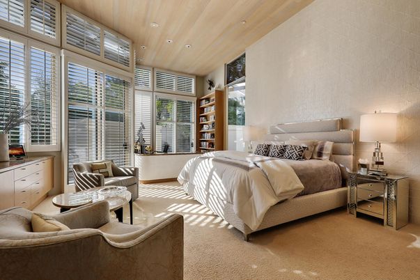 Bedroom, Interior, Recessed Lighting, Wooden Ceilings