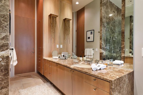 Bathroom, Dual Sink Vanities, Glass Shower, Interior, Recessed Lighting