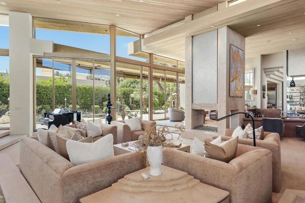 Fireplace, Interior, Living room, Recessed Lighting, Wooden Ceilings