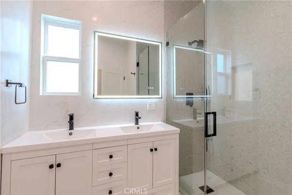 Bathroom, Dual Sink Vanities, Glass Shower, Interior