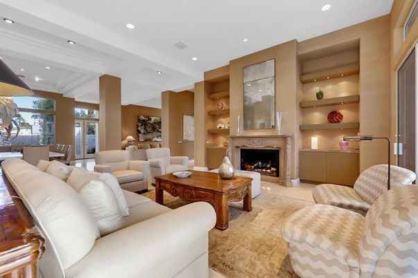 Dining room, Fireplace, Interior, Living room, Recessed Lighting