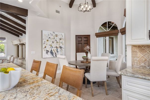 Dining room, Interior, Pendant Lights, Recessed Lighting, Wooden Beams