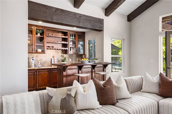 Interior, Living room, Recessed Lighting, Wooden Beams
