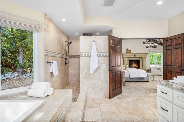 Bathroom, Bedroom, Fireplace, Interior, Recessed Lighting