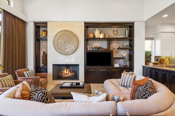 Fireplace, Interior, Living room, Recessed Lighting