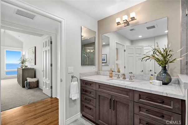 Bathroom, Interior, Recessed Lighting, Water, Wood Texture Flooring