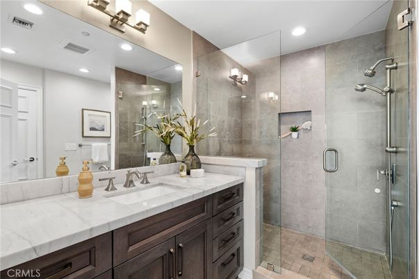 Bathroom, Glass Shower, Interior, Recessed Lighting