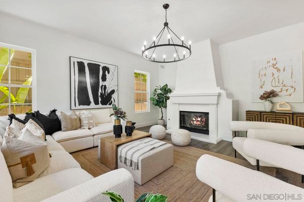 Chandelier, Fireplace, Interior, Living room, Pendant Lights, Wood Texture Flooring