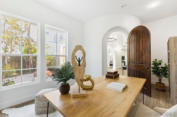 Home Office, Interior, Recessed Lighting, Wood Texture Flooring
