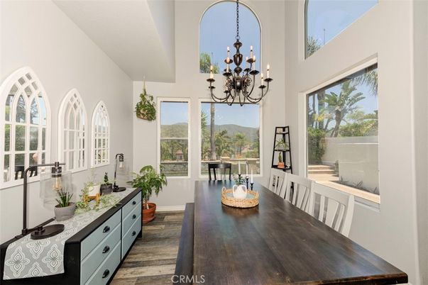 Chandelier, Dining room, Interior, Wood Texture Flooring