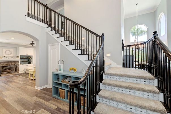 Fireplace, Interior, Pendant Lights, Recessed Lighting, Wood Texture Flooring