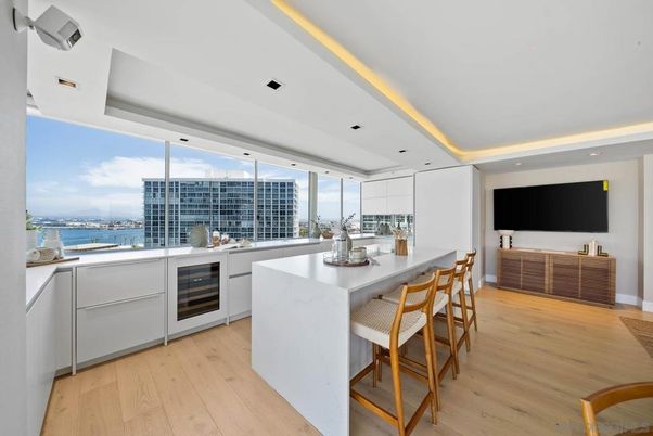 Interior, Kitchen, Recessed Lighting, Water, Wood Texture Flooring
