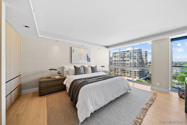 Bedroom, Interior, Recessed Lighting, Water, Wood Texture Flooring