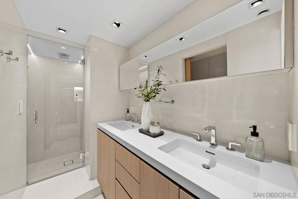 Bathroom, Dual Sink Vanities, Glass Shower, Interior, Recessed Lighting