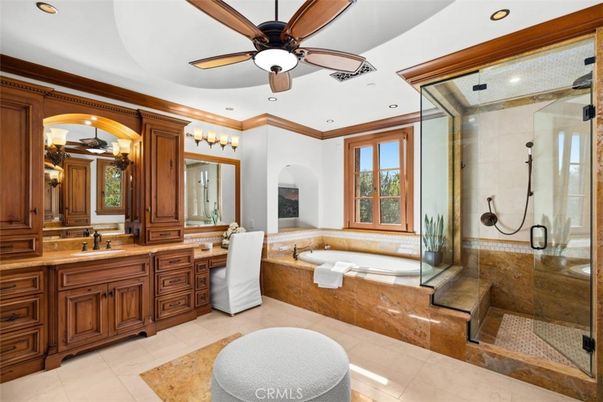 Bathroom, Dual Sink Vanities, Glass Shower, Interior, Recessed Lighting