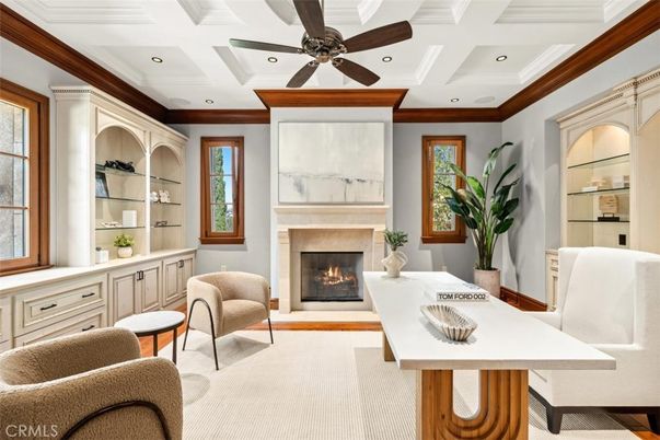 Fireplace, Home Office, Interior, Recessed Lighting