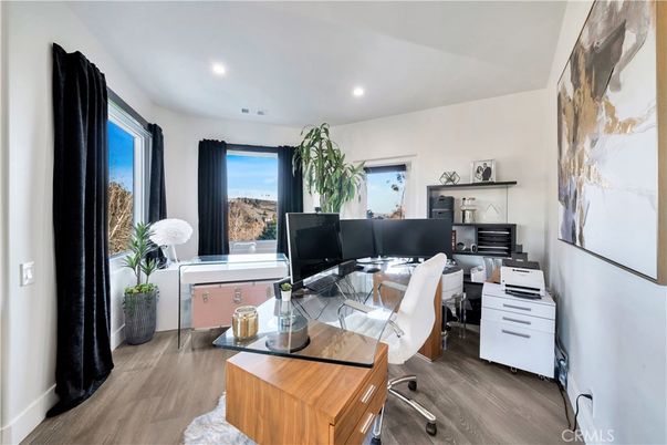 Home Office, Interior, Recessed Lighting, Wood Texture Flooring