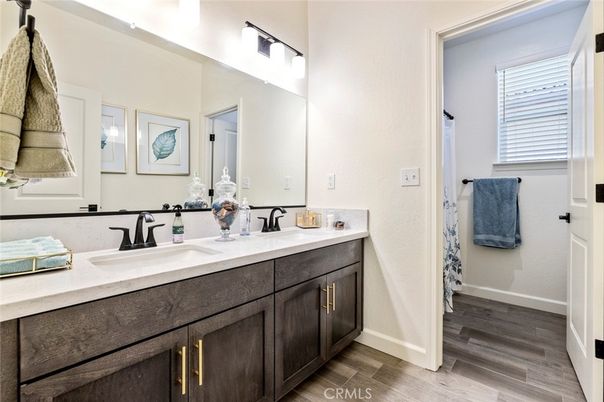 Bathroom, Dual Sink Vanities, Interior, Wood Texture Flooring