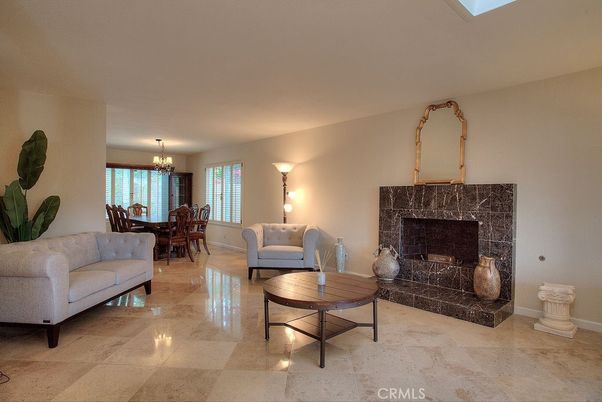 Chandelier, Dining room, Fireplace, Interior