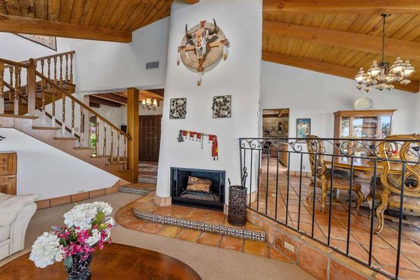 Chandelier, Fireplace, Interior, Wooden Beams, Wooden Ceilings