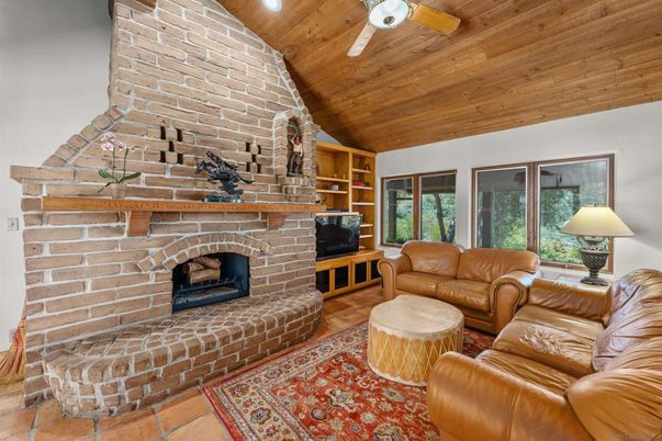 Fireplace, Interior, Living room, Stone Walls, Wooden Ceilings