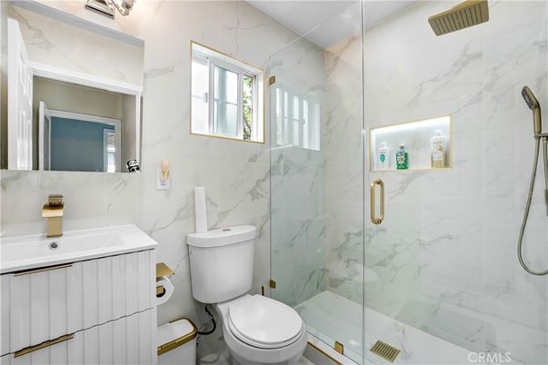 Bathroom, Glass Shower, Interior, Marble Walls