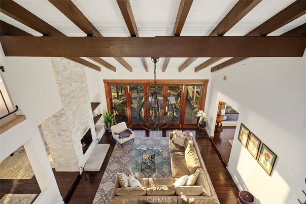 Fireplace, Interior, Living room, Wooden Beams, Wood Texture Flooring