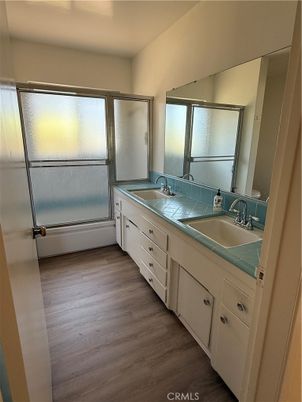 Bathroom, Dual Sink Vanities, Interior, Tile Countertops, Wood Texture Flooring