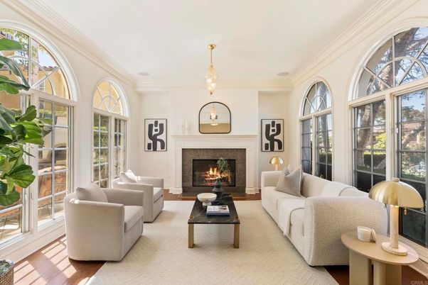 Fireplace, Interior, Living room, Pendant Lights, Wood Texture Flooring