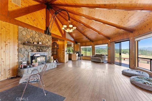 Chandelier, Fireplace, Interior, Stone Walls, Wooden Beams, Wooden Ceilings, Wood Texture Flooring, Wooden Walls