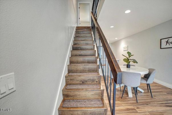 Dining room, Interior, Recessed Lighting, Wood Texture Flooring