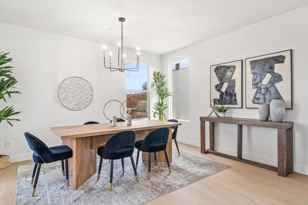 Chandelier, Dining room, Interior, Pendant Lights, Wood Texture Flooring