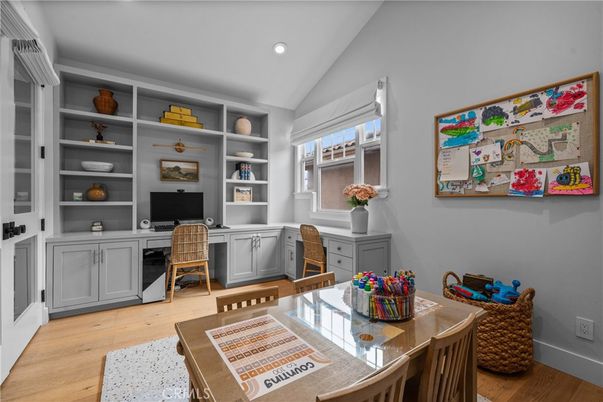 Home Office, Interior, Recessed Lighting, Wood Texture Flooring