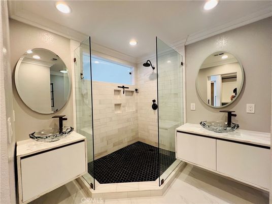 Bathroom, Glass Shower, Interior, Recessed Lighting