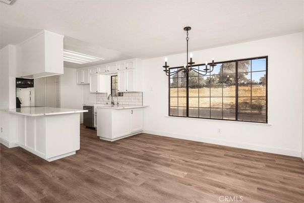 Chandelier, Interior, Kitchen, Pendant Lights, Wood Texture Flooring