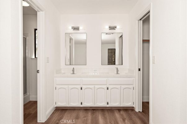 Bathroom, Dual Sink Vanities, Interior, Wood Texture Flooring