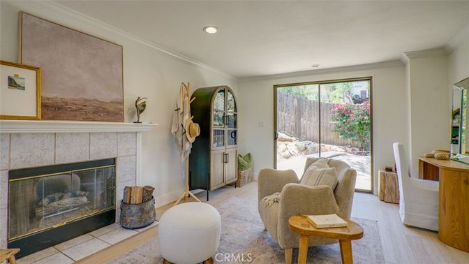 Fireplace, Interior, Recessed Lighting, Wood Texture Flooring
