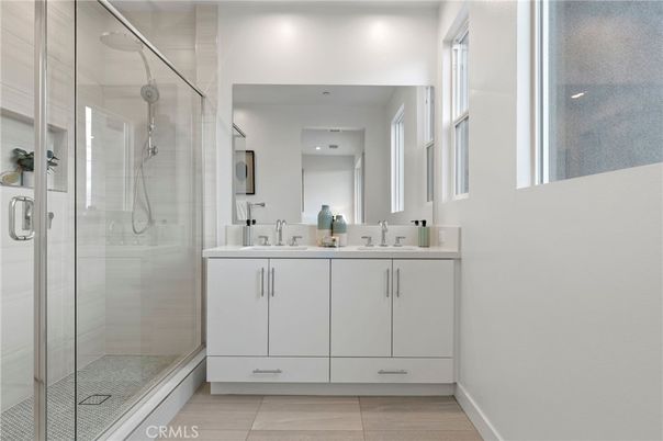 Bathroom, Dual Sink Vanities, Glass Shower, Interior, Recessed Lighting