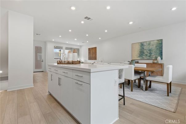 Dining room, Interior, Kitchen, Recessed Lighting, Wood Texture Flooring