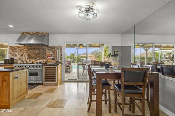 Dining room, Interior, Kitchen, Recessed Lighting, Stainless Steel Appliances, Stone Walls