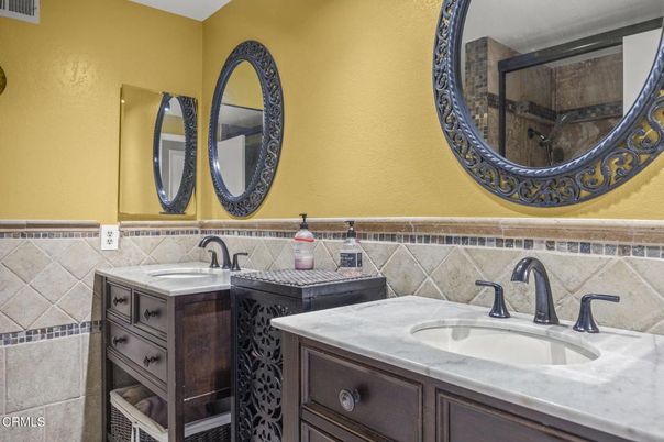 Bathroom, Dual Sink Vanities, Interior, Tile Countertops