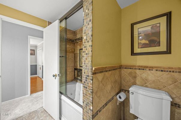 Bathroom, Glass Shower, Interior, Wood Texture Flooring