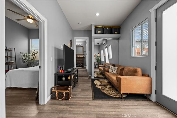 Interior, Living room, Recessed Lighting, Wood Texture Flooring