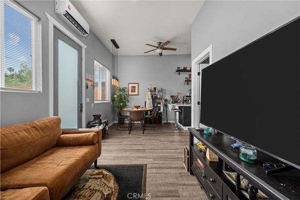 Dining room, Interior, Living room, Pendant Lights, Wood Texture Flooring