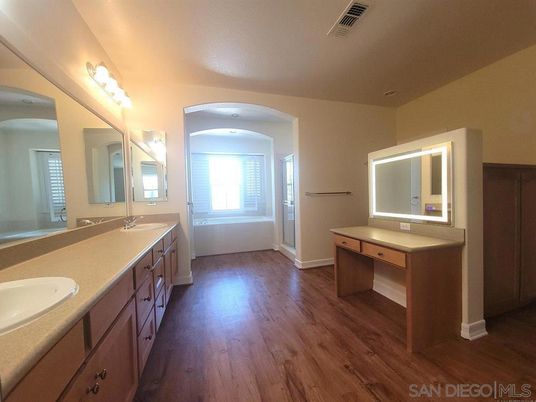Bathroom, Dual Sink Vanities, Interior, Wood Texture Flooring
