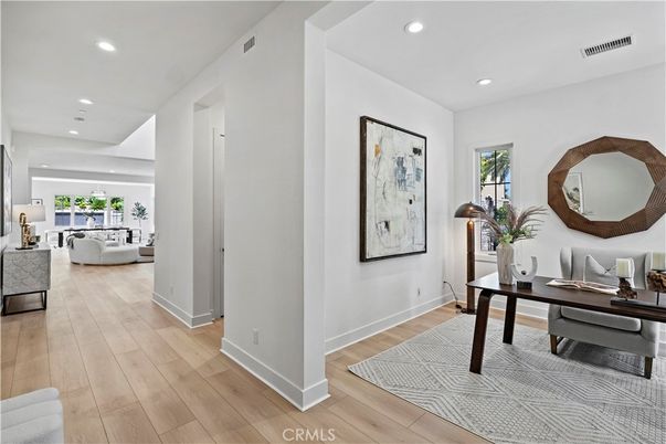 Home Office, Interior, Recessed Lighting, Wood Texture Flooring