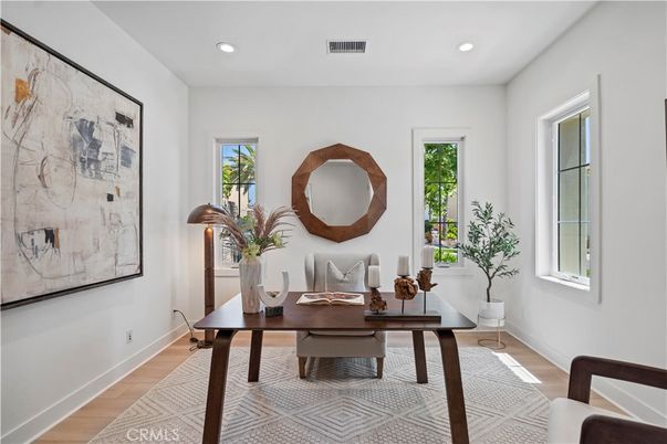 Home Office, Interior, Recessed Lighting, Wood Texture Flooring