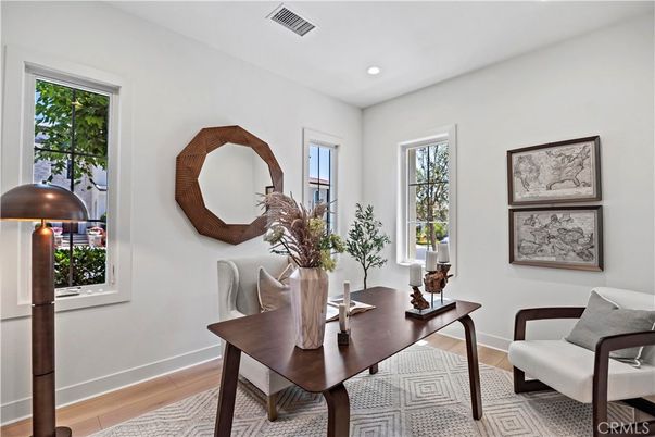 Home Office, Interior, Recessed Lighting, Wood Texture Flooring
